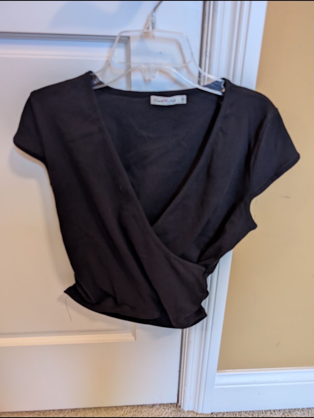 Black Wrap Crop Top NWOT